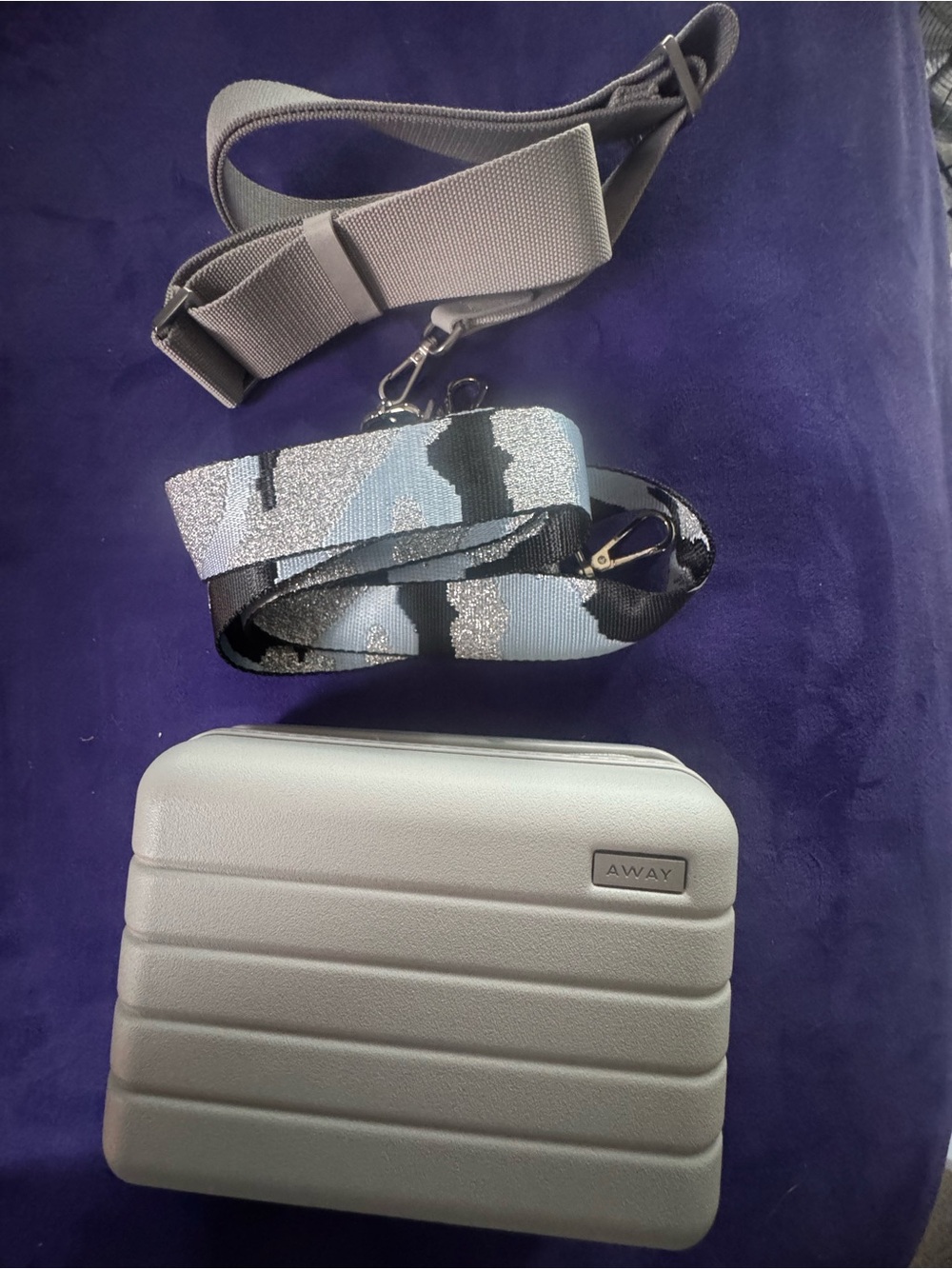 Away Light Gray Mini Hard-Shell Crossbody with Two Straps